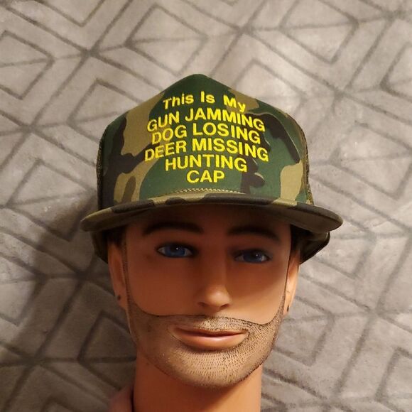 Vintage 80's Gun Jamming Beer Missing Funny Hunting Trucker Hat - Picture 1 of 7